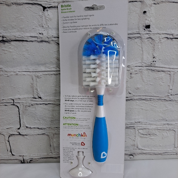 'MUNCHKIN' BOTTLE CLEANING BRUSH with SUCTION BASE STAND BLUE - Picture 3 of 12
